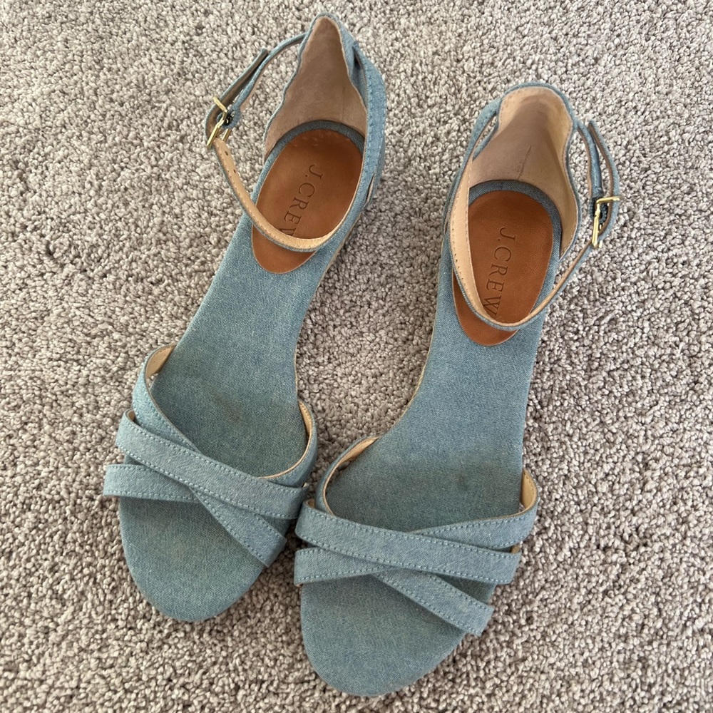 J Crew Chambray Espadrille Sandals